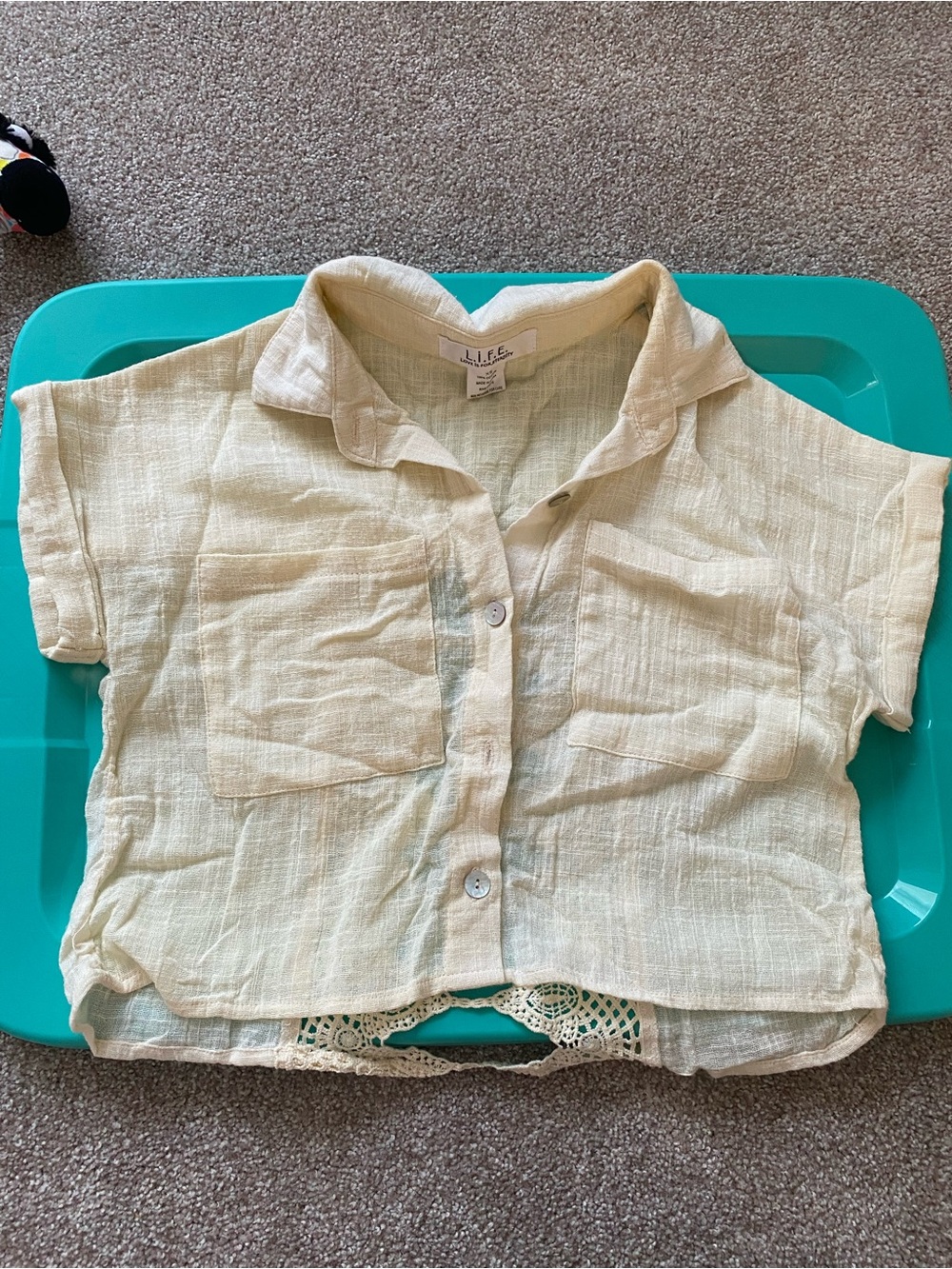 Lily Cream Short-Sleeve Button Front Blouse